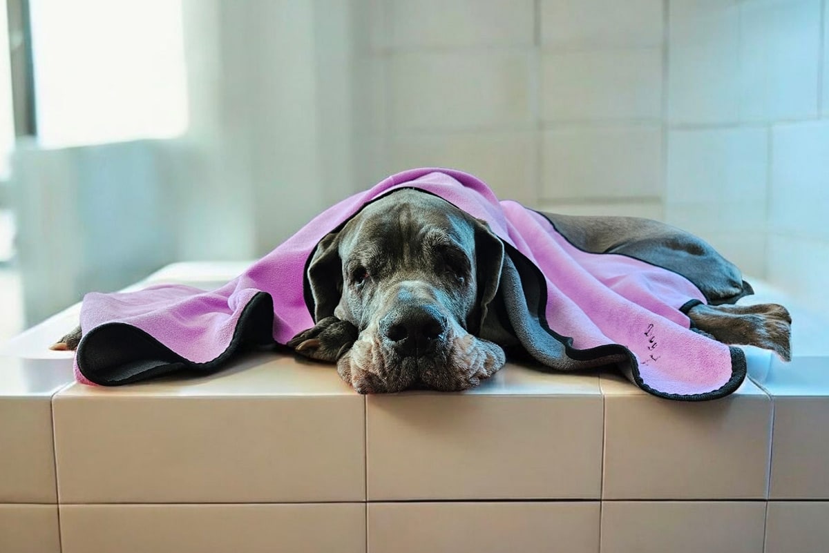 Serviette en microfibres brodée Dog XL Fashion